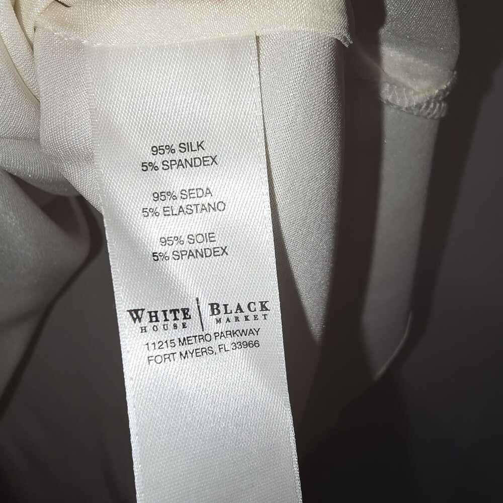 WHMB Silk Stretch Ivory Tie-Neck Peasant Top Size M Boho Romantic Feminine - Picture 6 of 6